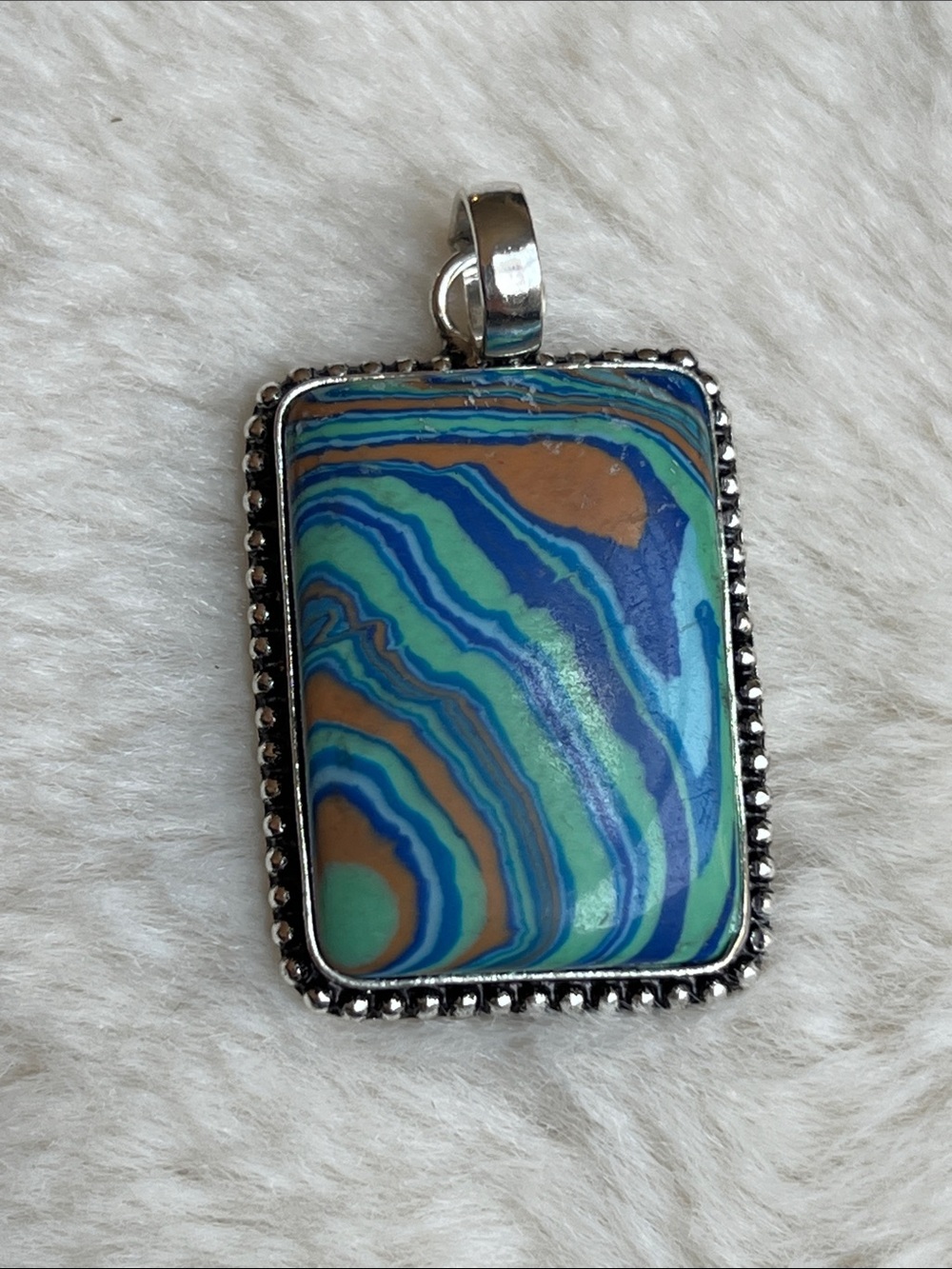 Rainbow Calsilica Synthetic Gemstone Pendant